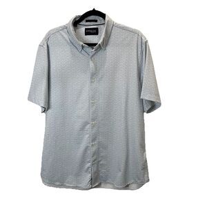 Jachs New York Shirt Men's Size XL Blue White Short Sleeve Button Down Geometric